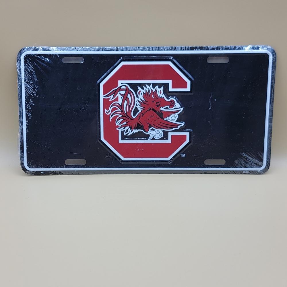 South Carolina Gamecocks Black Garnet Metal License Plate Car Tag Sealed New